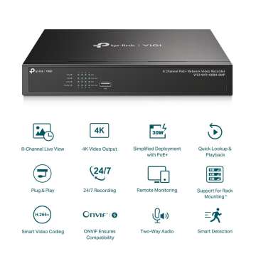 TP-Link VIGI NVR1008H-8MP VIGI 8 Channel PoE+ Network Video Recorder TP-Link VIGI NVR1008H-8MP VIGI 8 Channel PoE+ Network Video Recorder