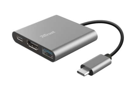 Trust Dalyx 3in1 Multiport USB-C Adapter Silver Trust Dalyx 3in1 Multiport USB-C Adapter Silver
