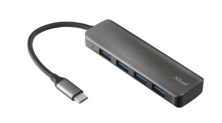 Trust Halyx Aluminium USB-C to 4-Port USB-A 3.2 Hub Black Trust Halyx Aluminium USB-C to 4-Port USB-A 3.2 Hub Black