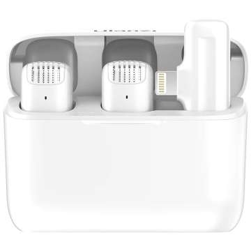 Ulanzi J12 vezeték nélküli Lavalier mikrofon 2 mikrofon és 1 vevő lighting csatlakozás White