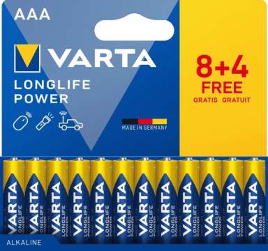 Varta AAA Alkáli Elem 8+4db/csomag Varta AAA Alkáli Elem 8+4db/csomag