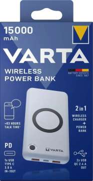 Varta Wireless 15000mAh PowerBank White