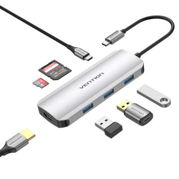 Vention 7-in-1 USB-C Docking Station Silver