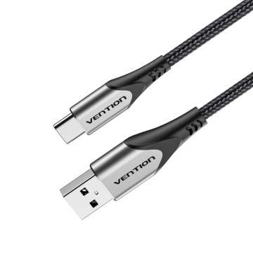 Vention Cotton Braided USB 2.0 A Male to C Male 3A Cable 2m Gray
