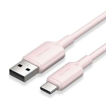 Vention USB 2.0 A Male to C Male 3A PVC Type cable 1m Pink
