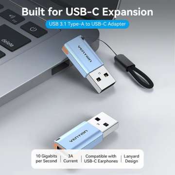 Vention USB 3.1 Type-A Male to USB-C Female Adapter Blue Vention USB 3.1 Type-A Male to USB-C Female Adapter Blue