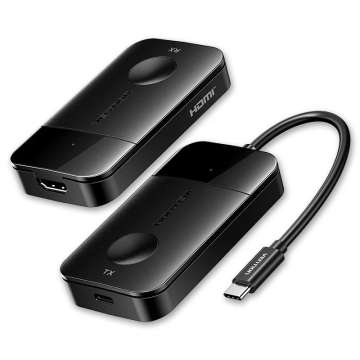 Vention Wireless USB-C to HDMI Transmitter and Receiver Black