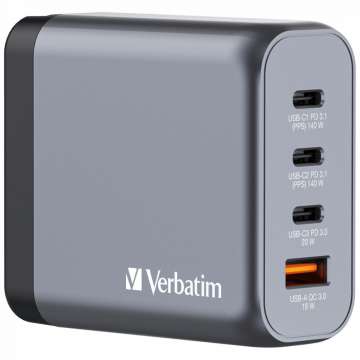 Verbatim 140W 4-Port GaN Wall Charger Grey