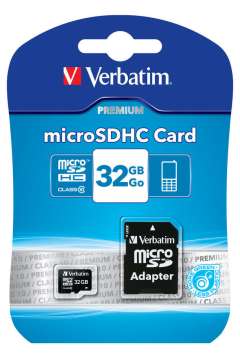 Verbatim 32GB microSDHC Premium Class10 + adapterrel Verbatim 32GB microSDHC Premium Class10 + adapterrel