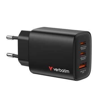 Verbatim Essentials GaN Wall Charger EU Plug 65W 3-Port Black