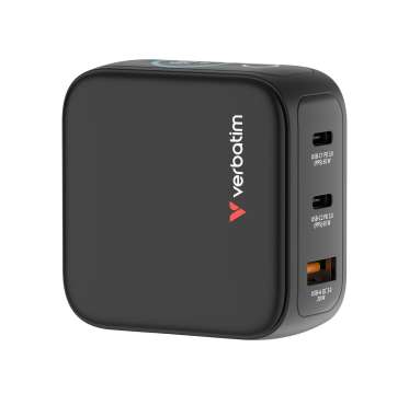 Verbatim Mini GaN Charger 3 Port 65W with Display (EU/UK/US) Black