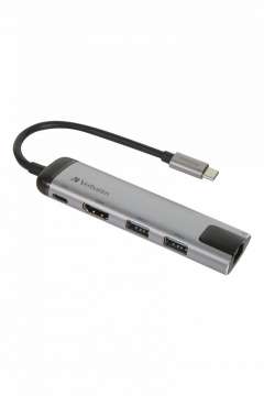 Verbatim USB-C Multiport Hub USB 3.0 | HDMI | Gigabit Ethernet Silver Verbatim USB-C Multiport Hub USB 3.0 | HDMI | Gigabit Ethernet Silver