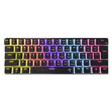 White Shark Ashiko 2 Blue Switches Mechanical 60% Gaming Keyboard Black US